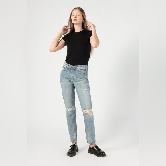 Boyish Slim Straight High Rise Distressed Jeans Size 27 - Picture 12 of 13